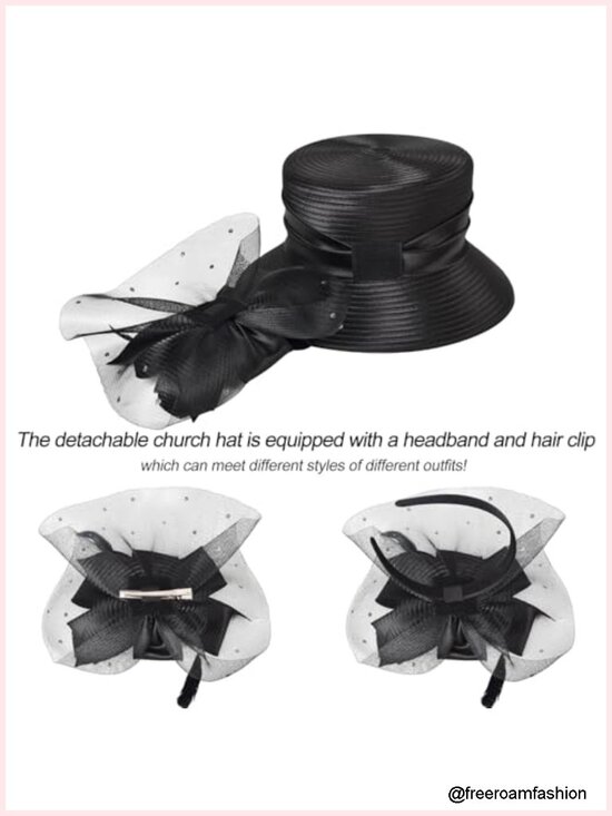 Bucket Hat with Mesh Veil & Feathers - Fascinator for Derby Church Wedding main image 6